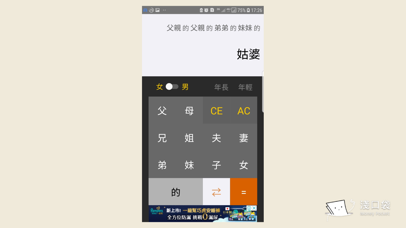 每一層關係一步步輸入就可以得到稱謂