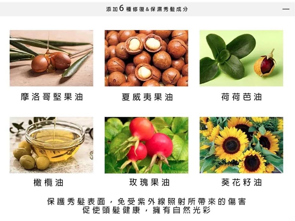 ISSHI免沖洗式護髮素有6種保濕與油脂成分